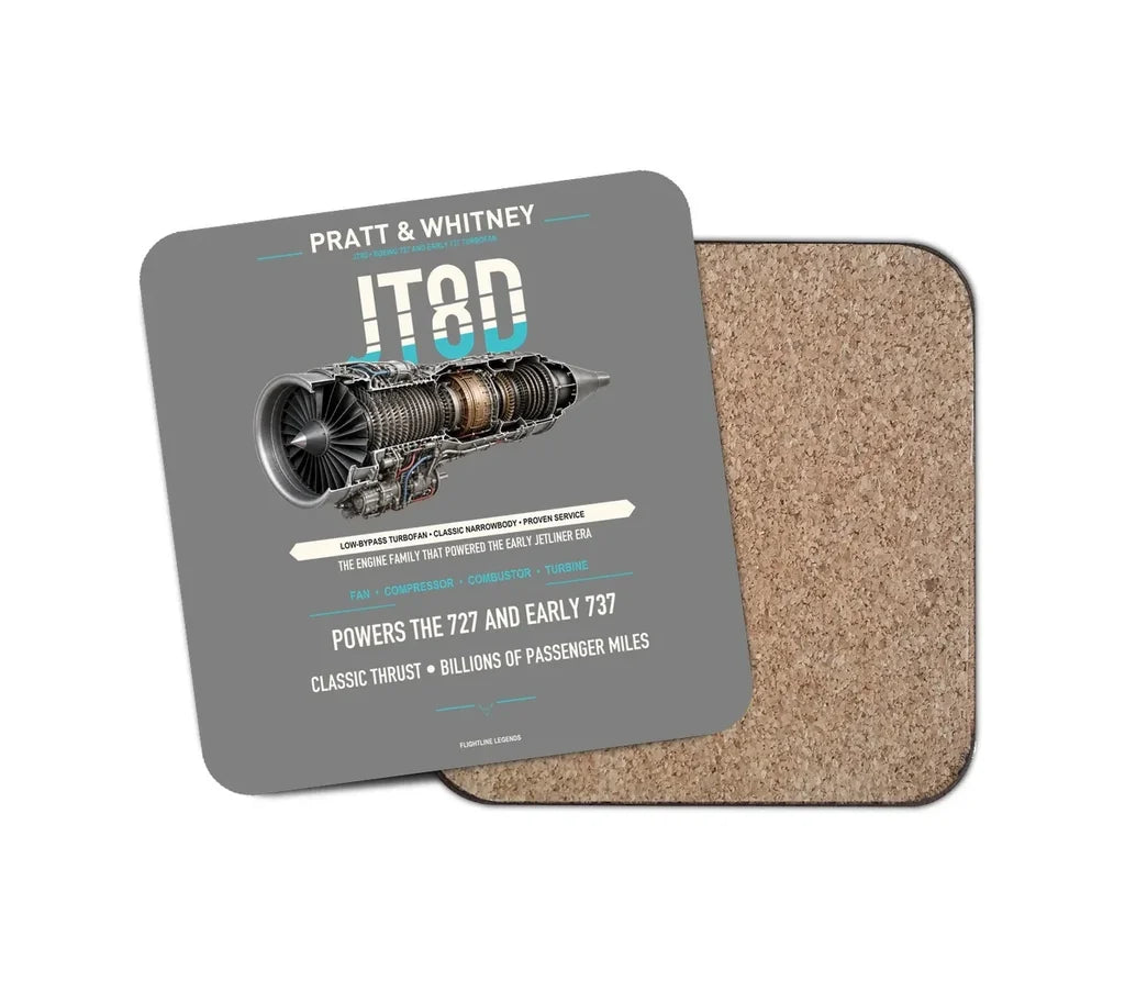 JT8D design on gray 1 piece coaster