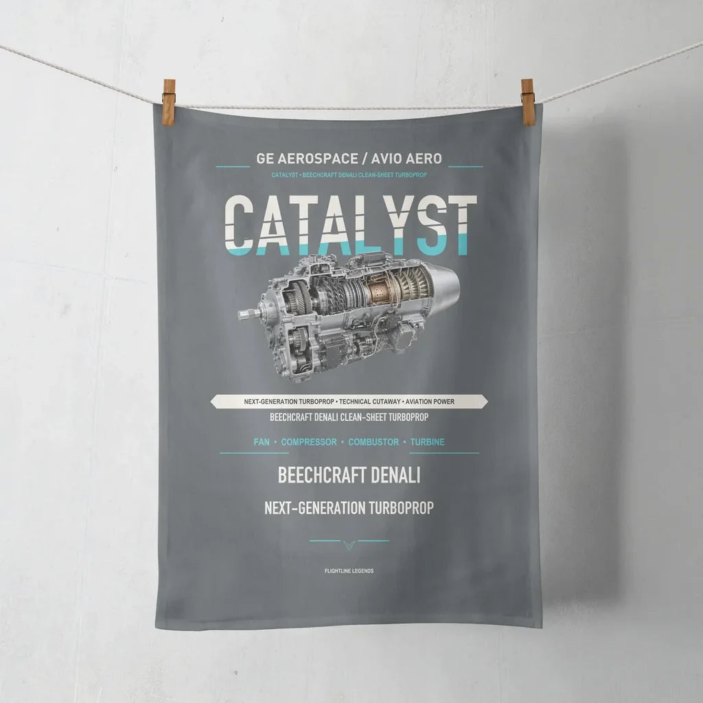 CATALYST design on gray towel