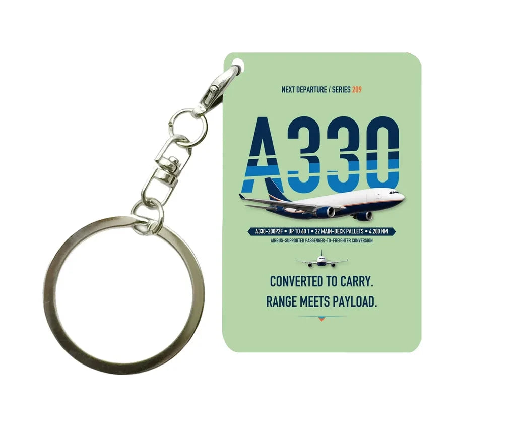 Airbus A330-200P2F Key Chain design on light green key chain