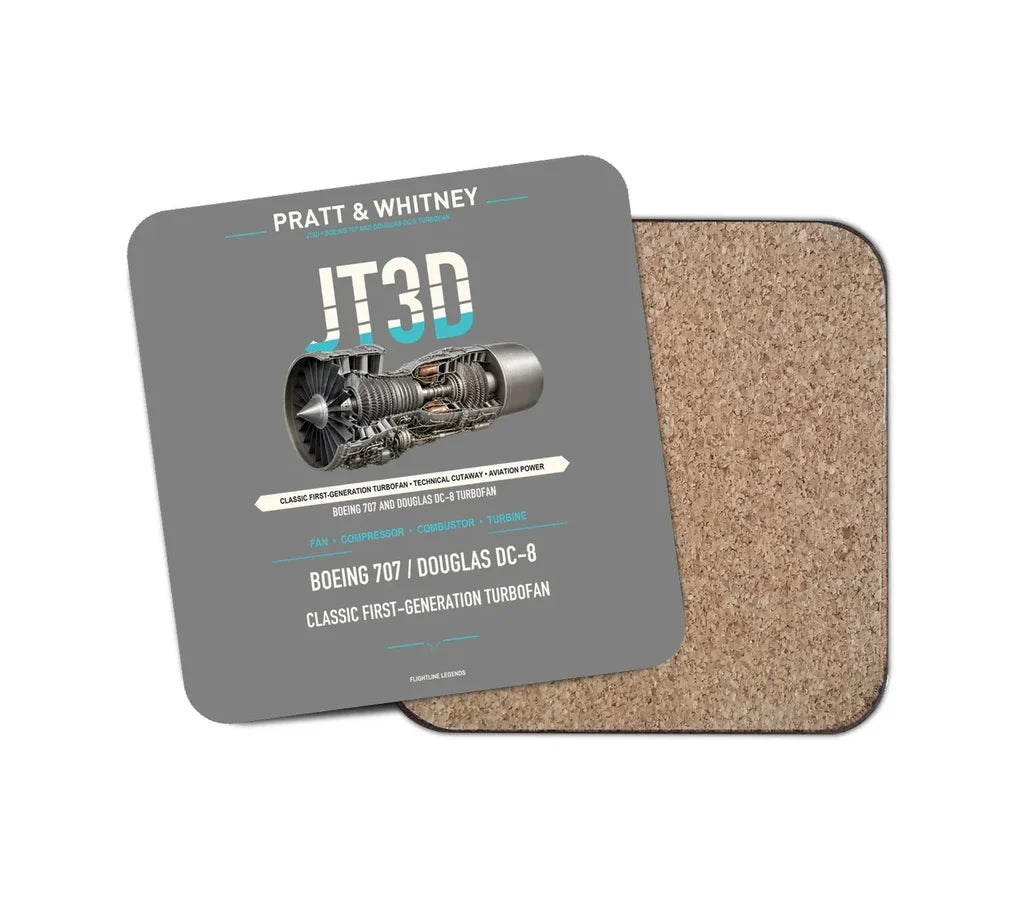 JT3D design on gray 1 piece coaster