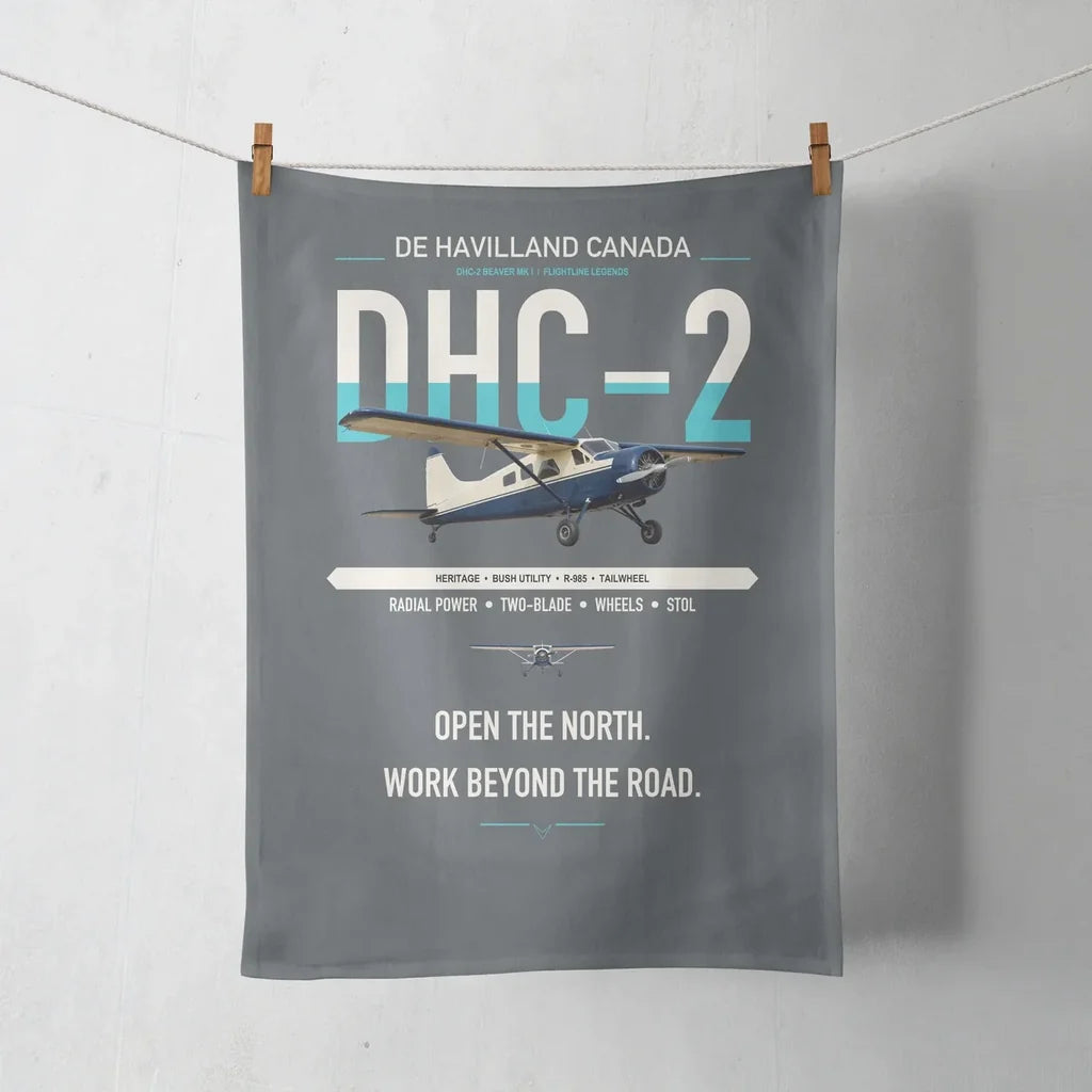 DHC-2 Beaver Mk I design on gray towel
