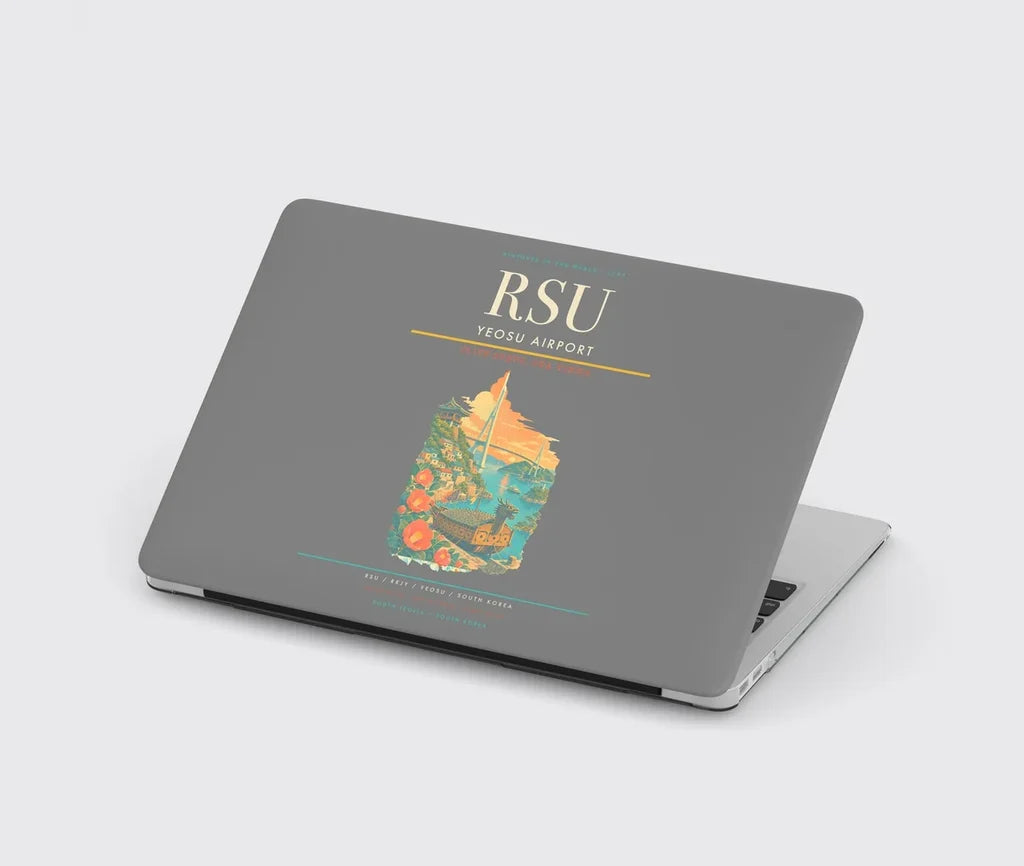 Yeosu Airport (RSU) design on gray MacBook case