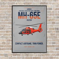 Thumbnail for Airbus MH-65E Dolphin vertical canvas print - framed - light gray background