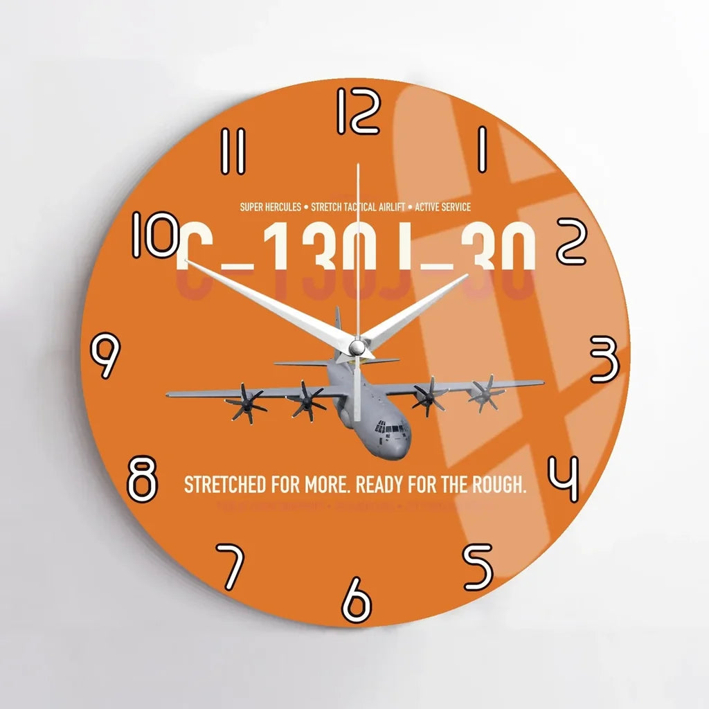 C-130J-30 Super Hercules design on orange no frame wall clock