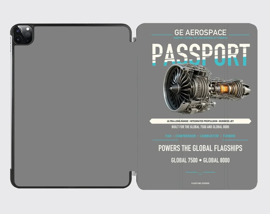 PASSPORT design on gray ipad tablet case