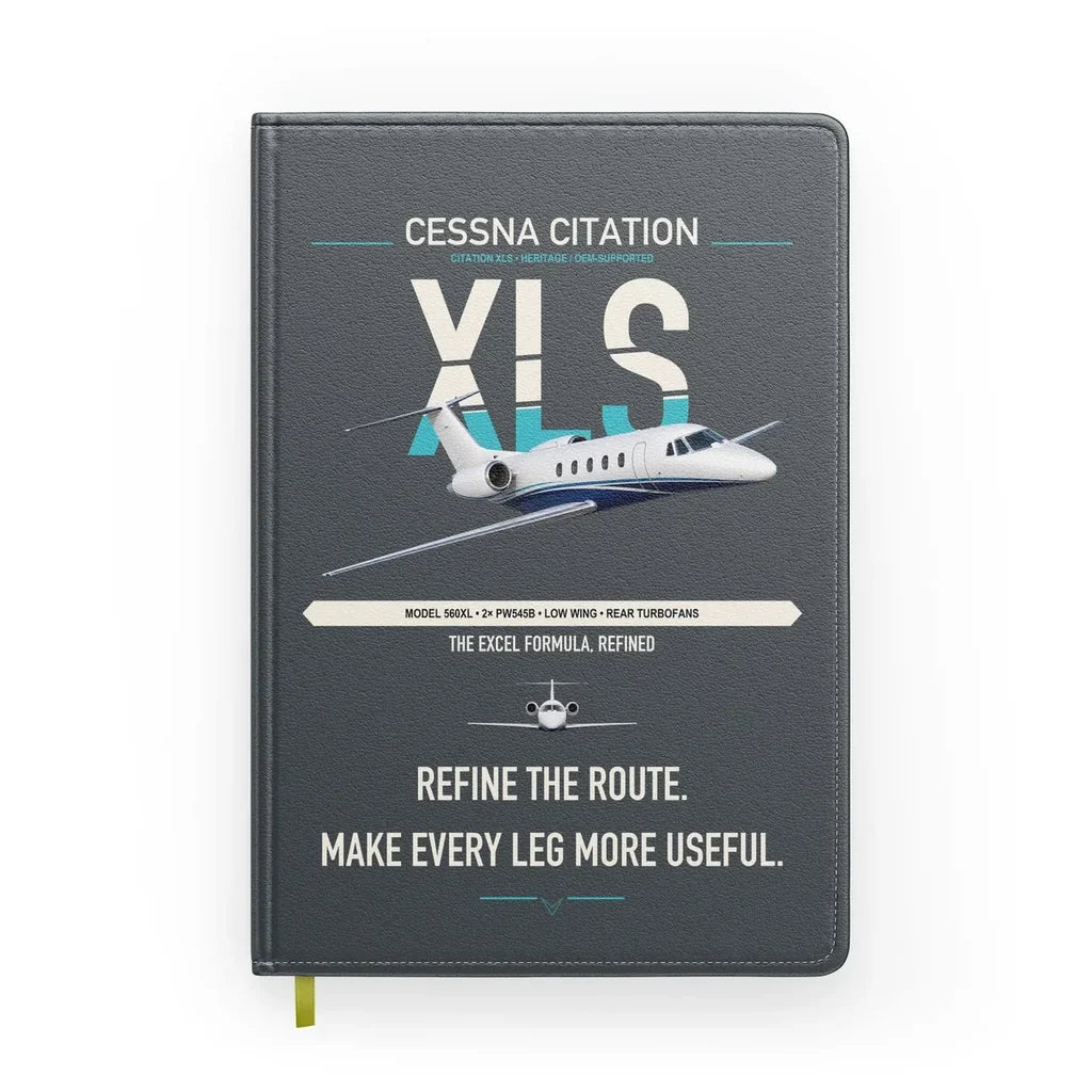 Cessna Citation XLS design on gray notebook