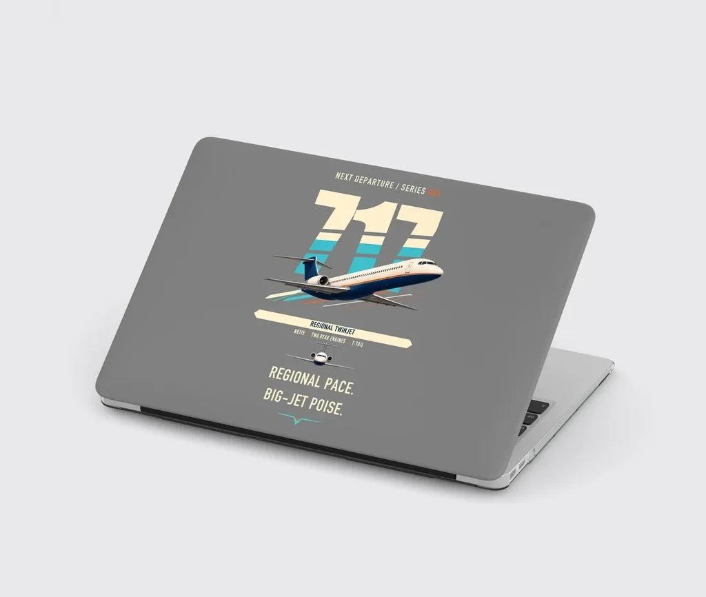 Boeing 717-200 design on gray MacBook case