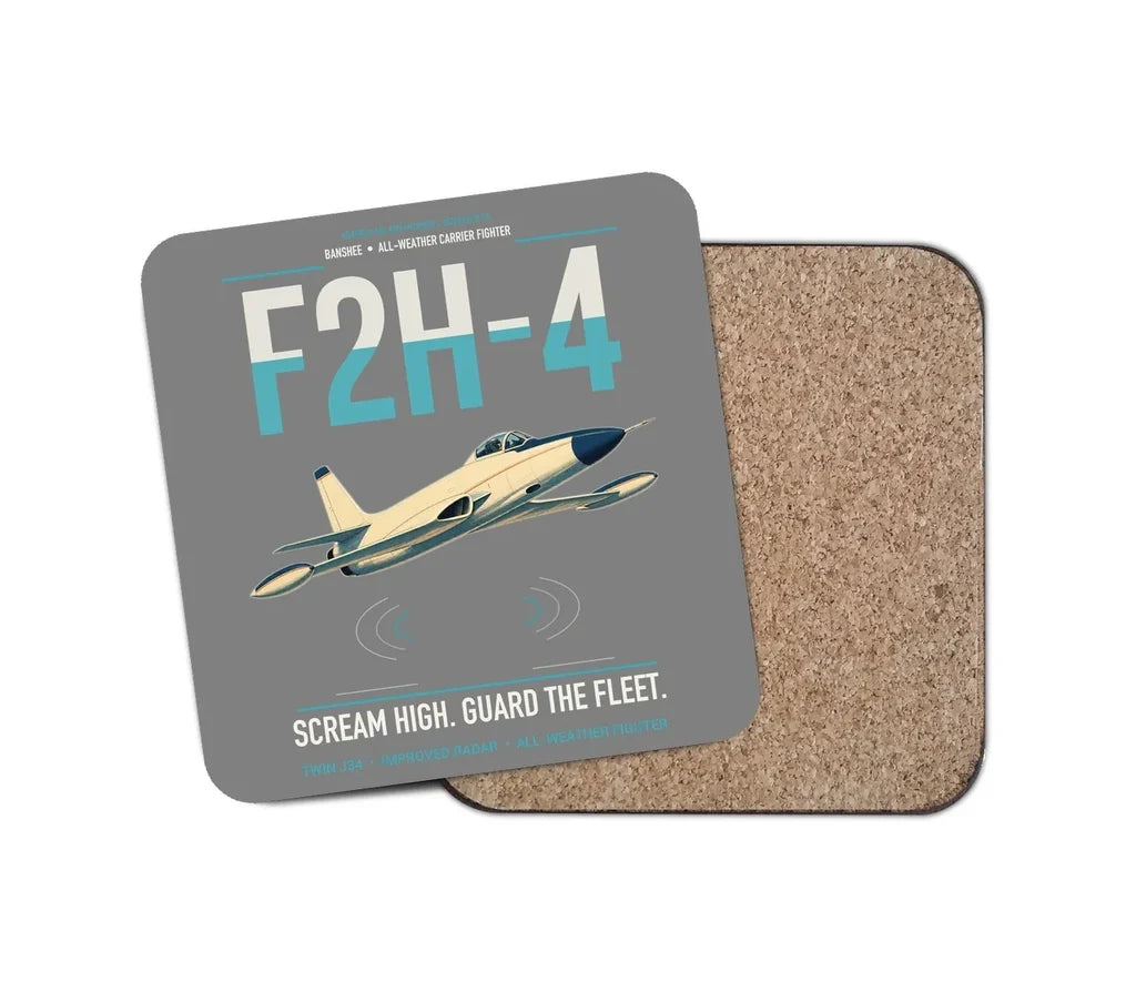 F2H-4 Banshee design on gray 1 piece coaster