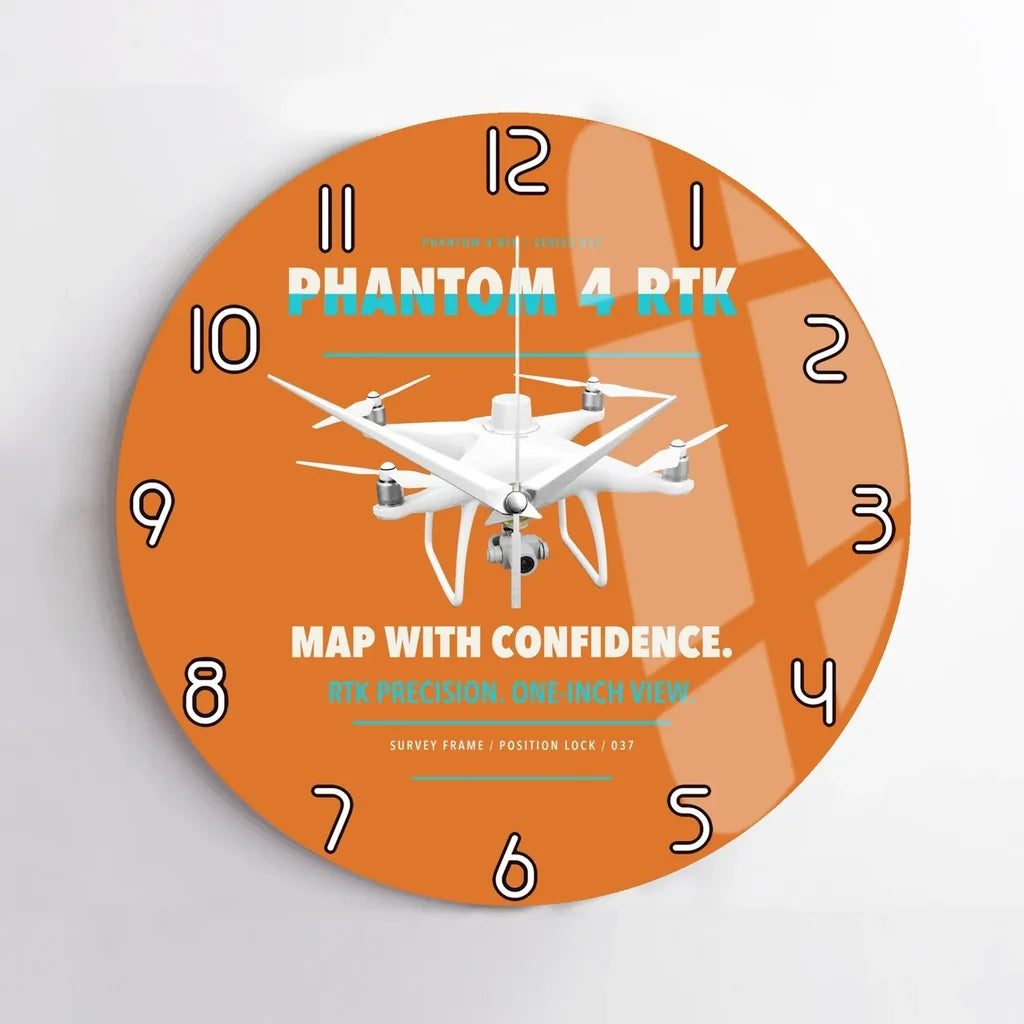 DJI Phantom 4 RTK design on orange no frame wall clock