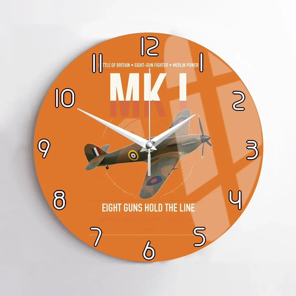 Hawker Hurricane Mk I design on orange no frame wall clock