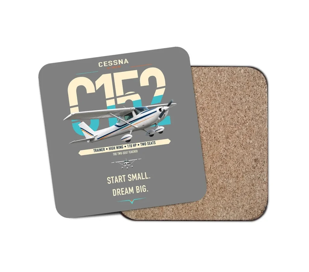 Cessna 152 design on gray 1 piece coaster