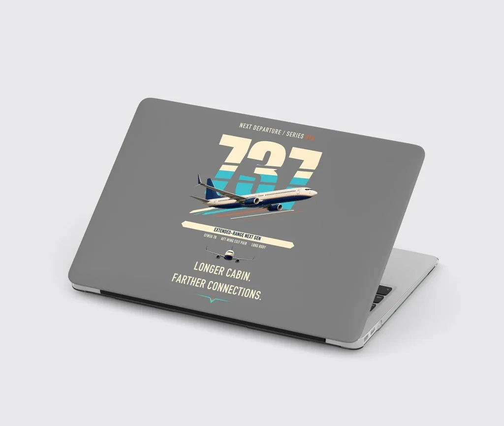 Boeing 737-900ER design on gray MacBook case