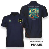 Thumbnail for VINTAGE G4129 - The Moonport Neighbors - Double-Side Polo T-Shirt design on navyblue+name