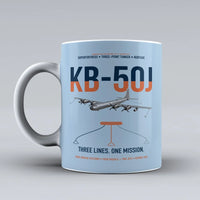 Thumbnail for KB-50J Superfortress design on light blue ceramic mug, double-side print