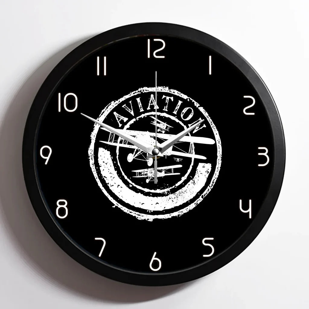 Aviation Lovers aviation design on premium wood and metal wall clock.