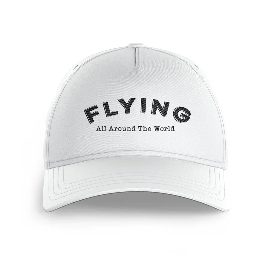 Flying All Around The World printed hat - white