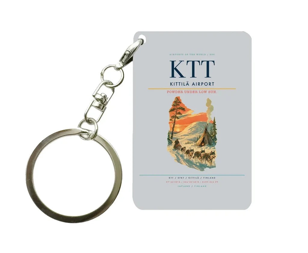 Kittilä Airport (KTT) design on light gray key chain