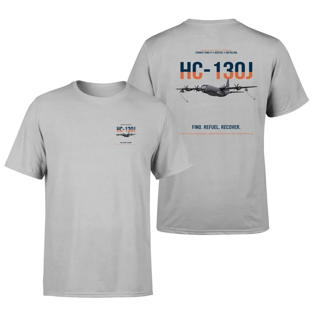 HC-130J COMBAT KING II design on light gray double-side t-shirt, double-side print