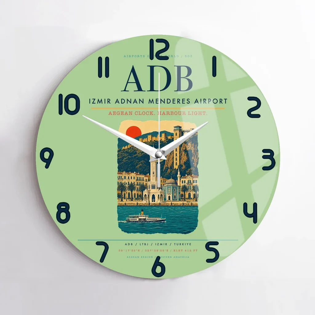 Izmir Adnan Menderes Airport ADB Wall-Clock No-Frame - Light Green