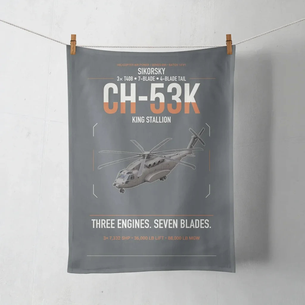 Sikorsky CH-53K King Stallion design on gray towel