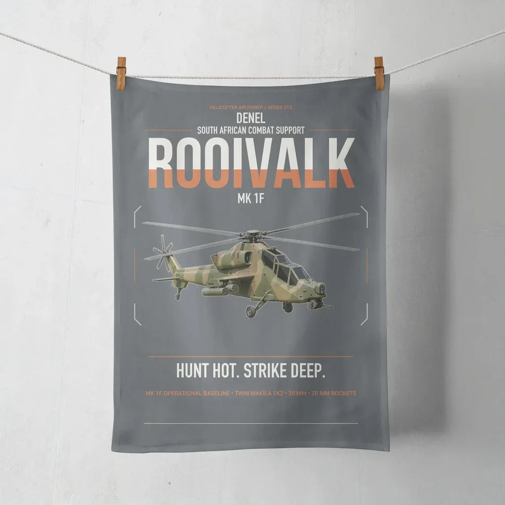 Denel Rooivalk Mk 1F design on gray towel