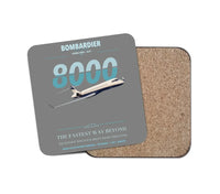 Thumbnail for Bombardier Global 8000 design on gray 1 piece coaster