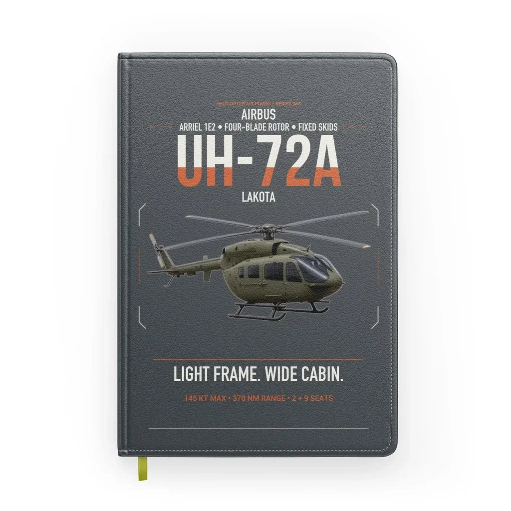 Airbus UH-72A Lakota design on gray notebook