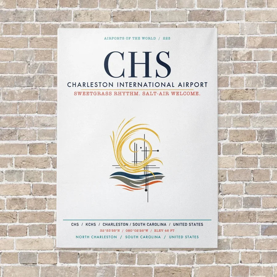 Charleston International Airport CHS vertical canvas print - no frame - white background