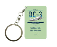 Thumbnail for Douglas DC-3 design on light green designed key chain, double-side print