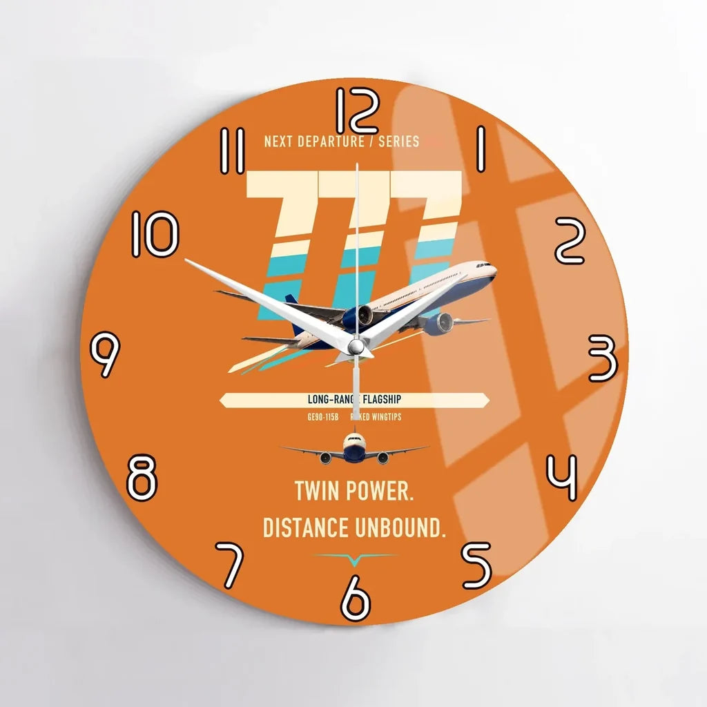Boeing 777-300ER design on orange no frame wall clock