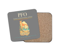 Thumbnail for Paphos International Airport (PFO) design on gray 1 piece coaster
