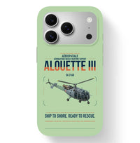 Thumbnail for Aérospatiale SA 316B Alouette III design on light green magsafe iphone case, for iPhone 17 Pro