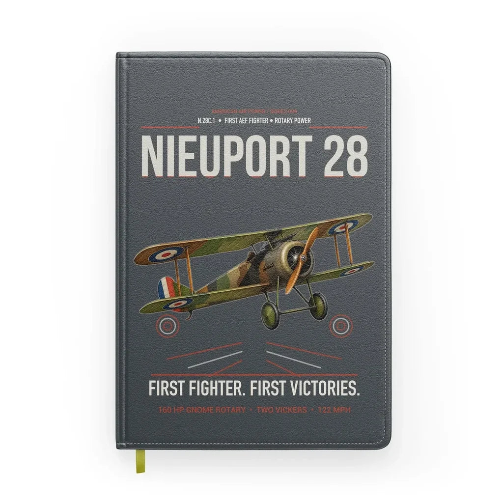 Nieuport 28C.1 design on gray notebook
