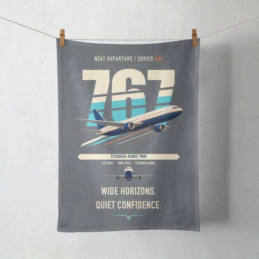 Boeing 767-300ER design on gray towel