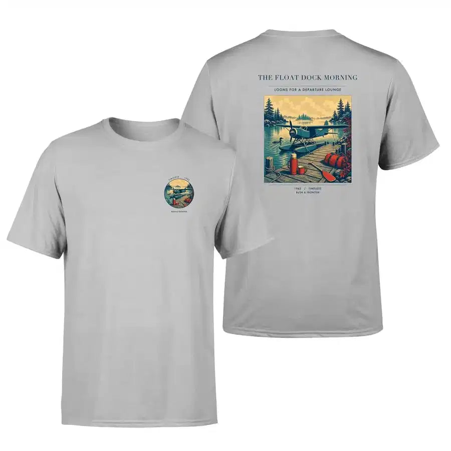 VINTAGE G4195 - The Float Dock Morning - Double-Side T-Shirt design on lightgray double side t shirt