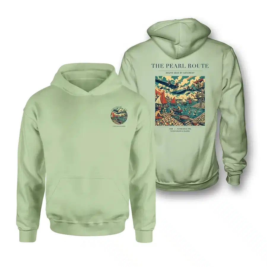 VINTAGE G4072 - The Pearl Route - Double-Side Hoodie design on lightgreen double side