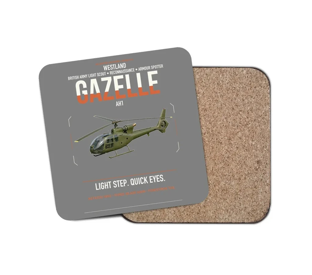 Westland Gazelle AH1 design on gray 1 piece coaster