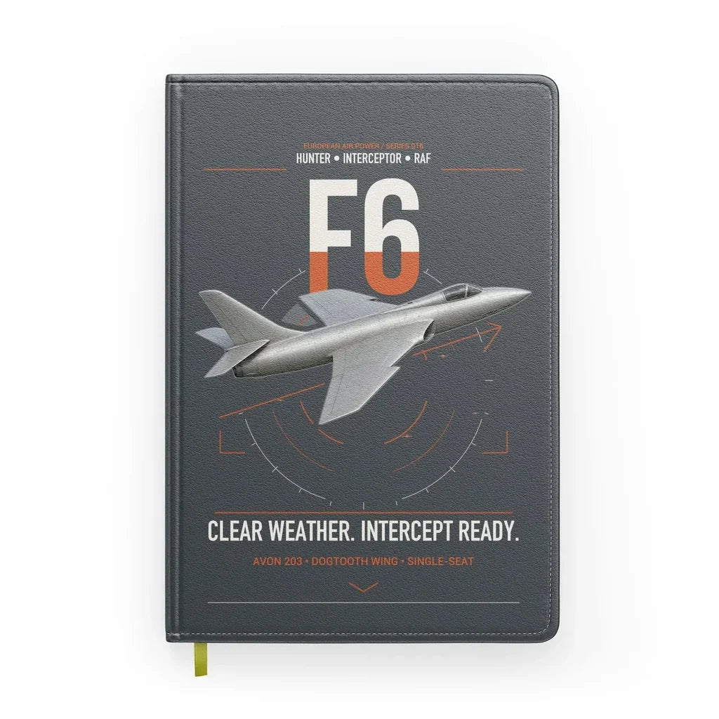 Hawker Hunter F6 design on gray notebook