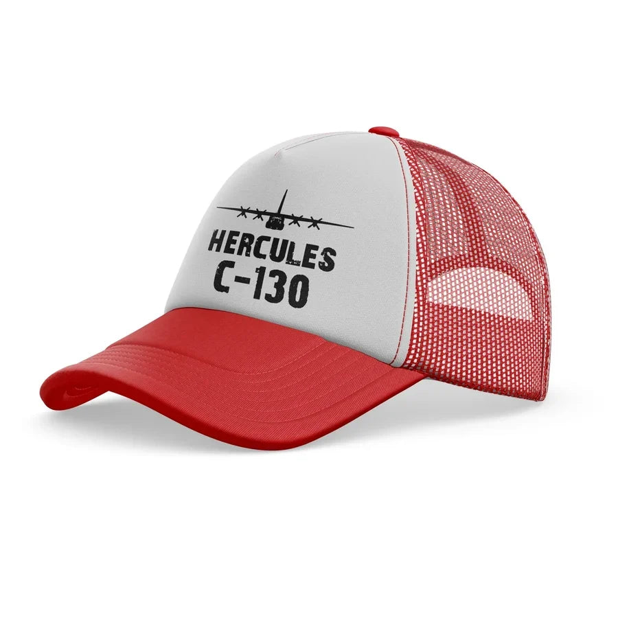 Military Transport Airplane C 130 trucker cap - red