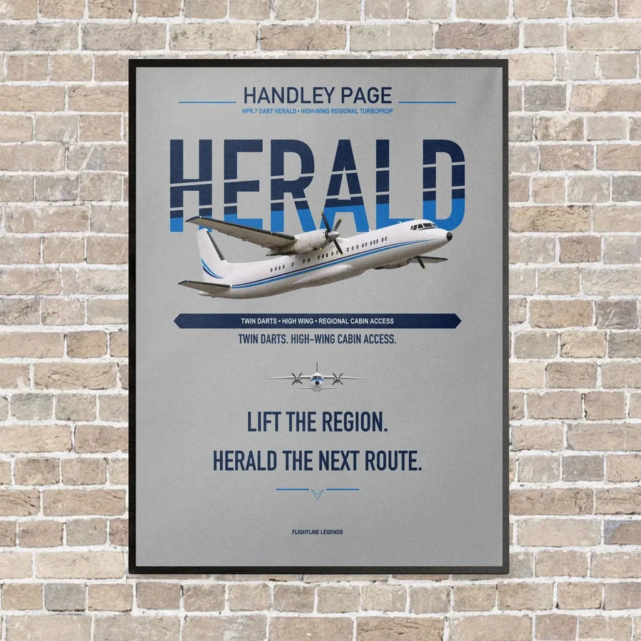 Handley Page HPR.7 Dart Herald vertical canvas print - framed - light gray background
