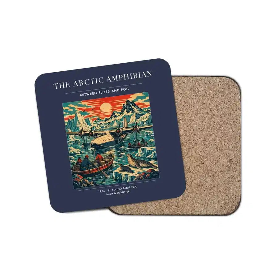 The Arctic Amphibian - Designed Coasters design on navy blue 1-piece