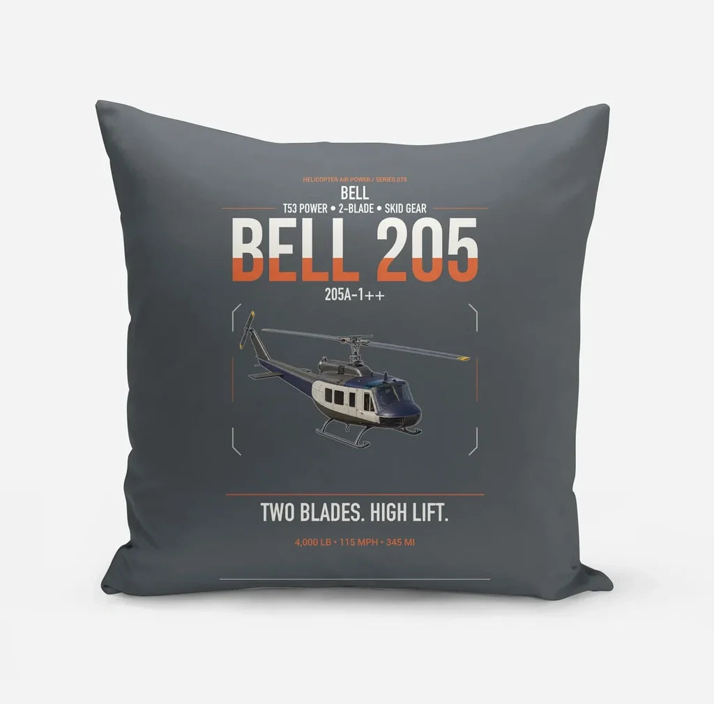 Bell 205A-1++ design on gray pillow