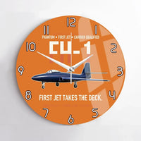 Thumbnail for FH-1 Phantom First Jet Takes the Deck design on orange no frame wall clock