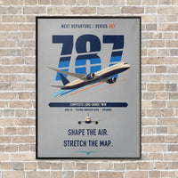 Thumbnail for Boeing 787-9 Dreamliner vertical canvas print - framed - light gray background