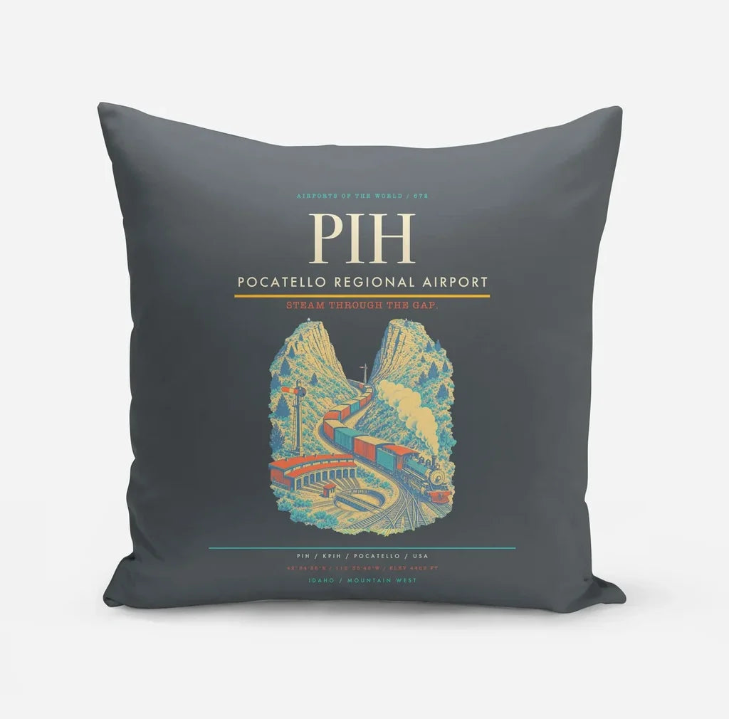 Pocatello Regional Airport (PIH) design on gray pillow