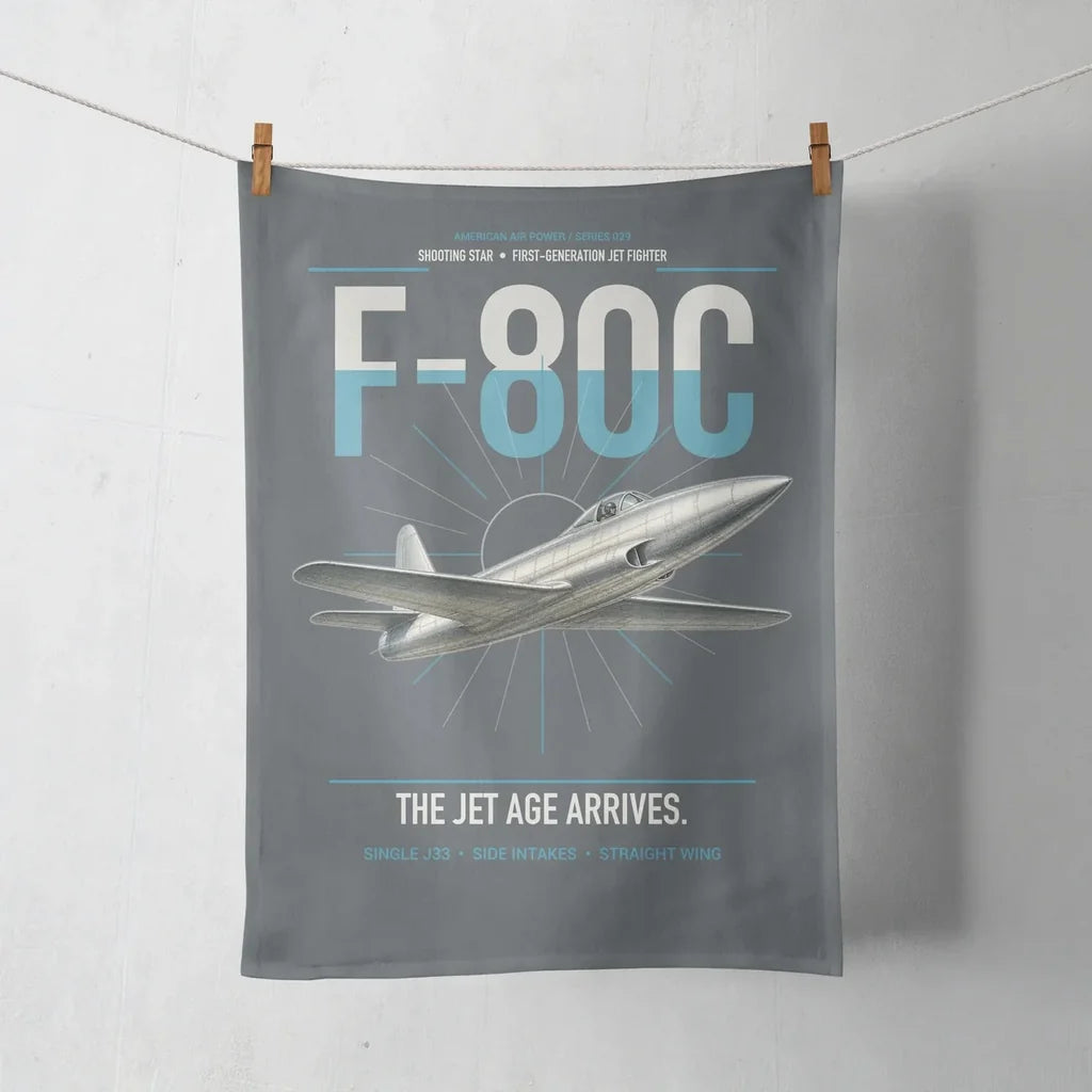 F-80C Shooting Star design on gray towel