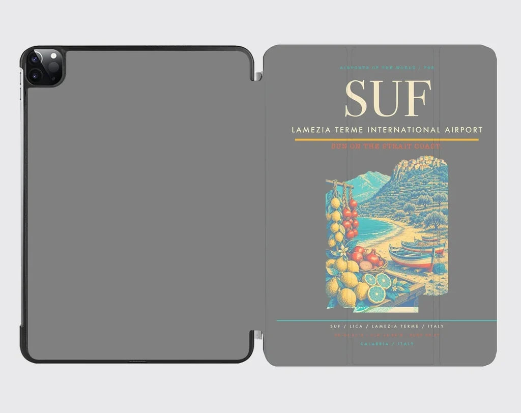 Lamezia Terme International Airport (SUF) design on gray ipad tablet case