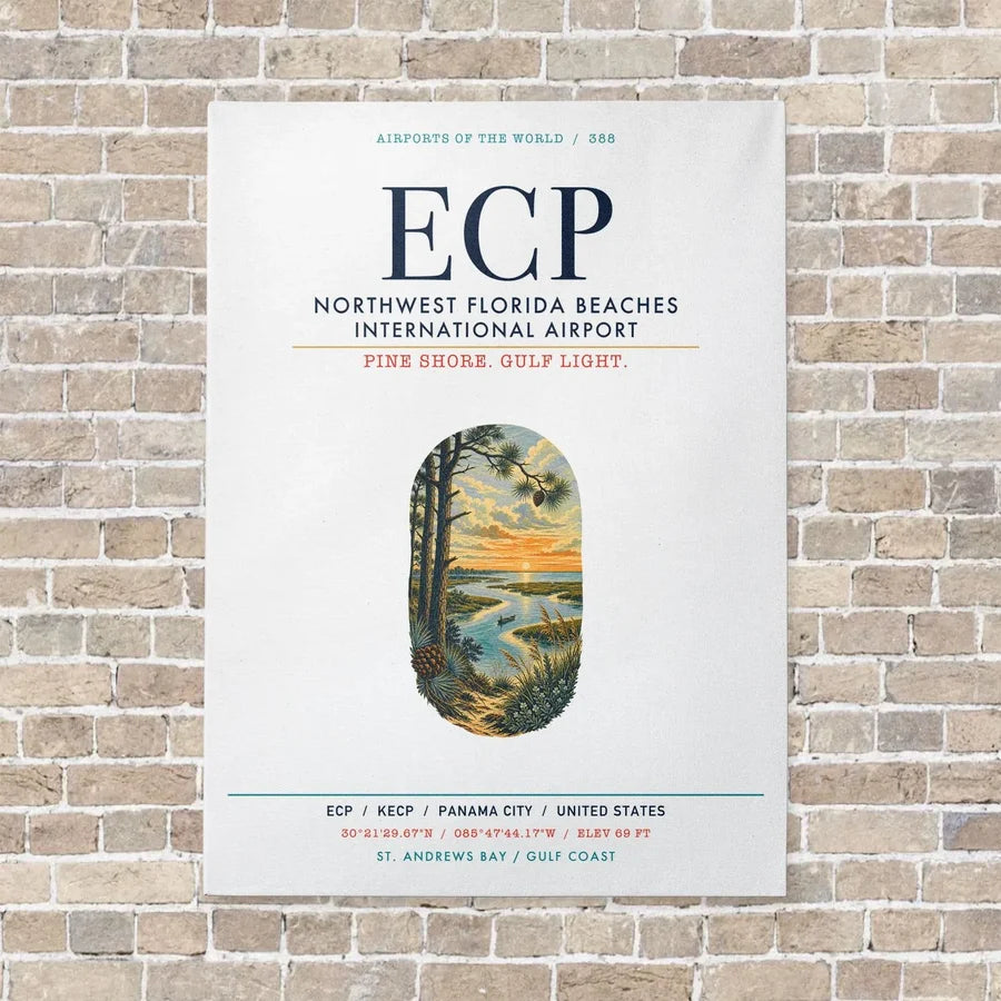 Northwest Florida Beaches International Airport ECP vertical canvas print - no frame - white background