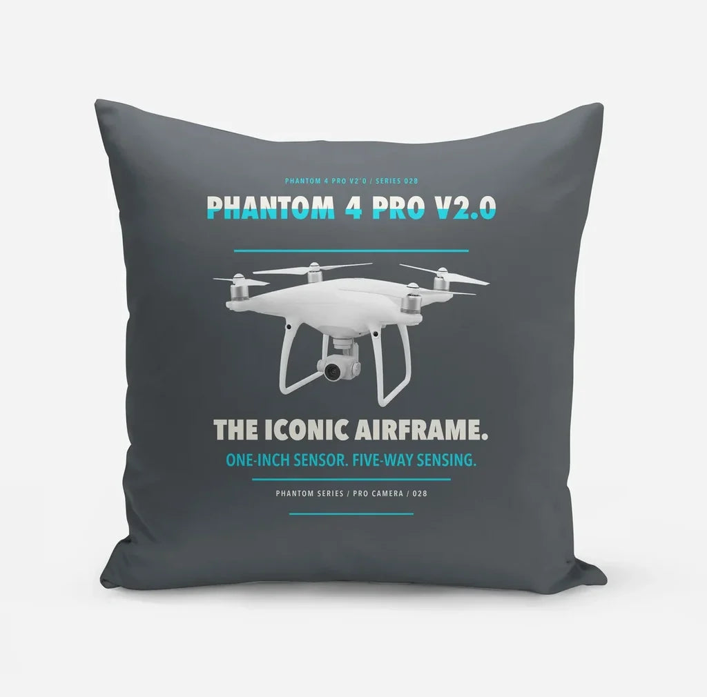 DJI Phantom 4 Pro V2.0 design on gray pillow