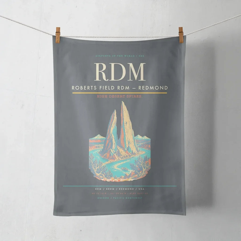 Roberts Field (RDM) design on gray towel